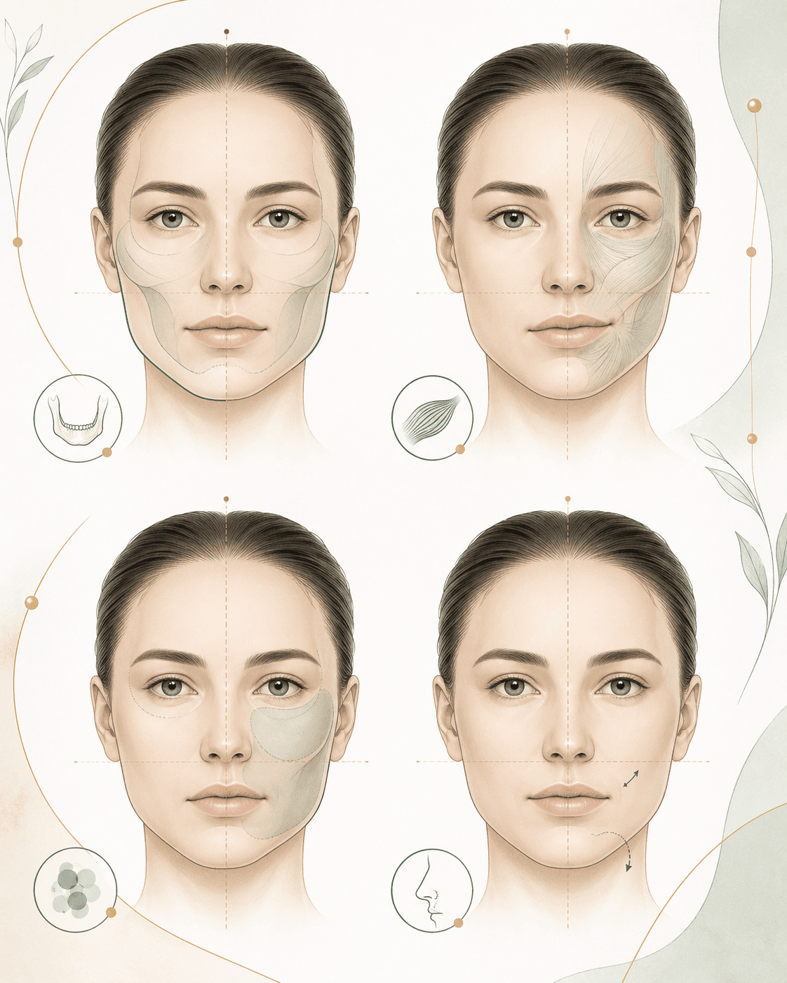 Cuatro tipos de asimetría facial: estructural, muscular, volumétrica y funcional