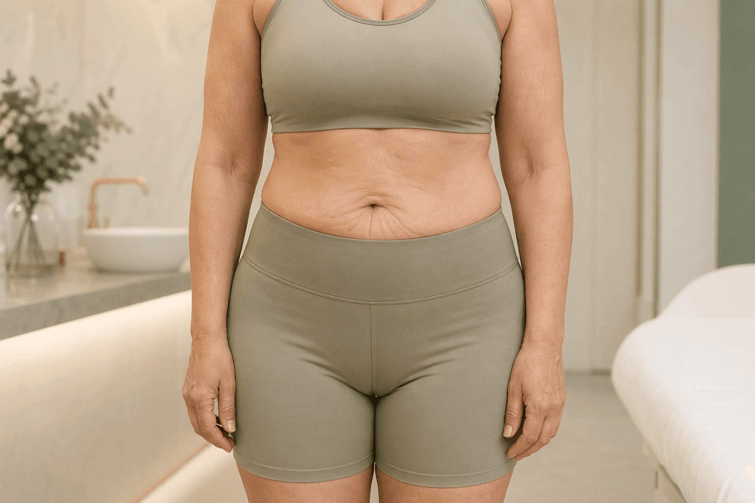 Flacidez corporal después de bajar de peso con Ozempic o Mounjaro — brazos y abdomen