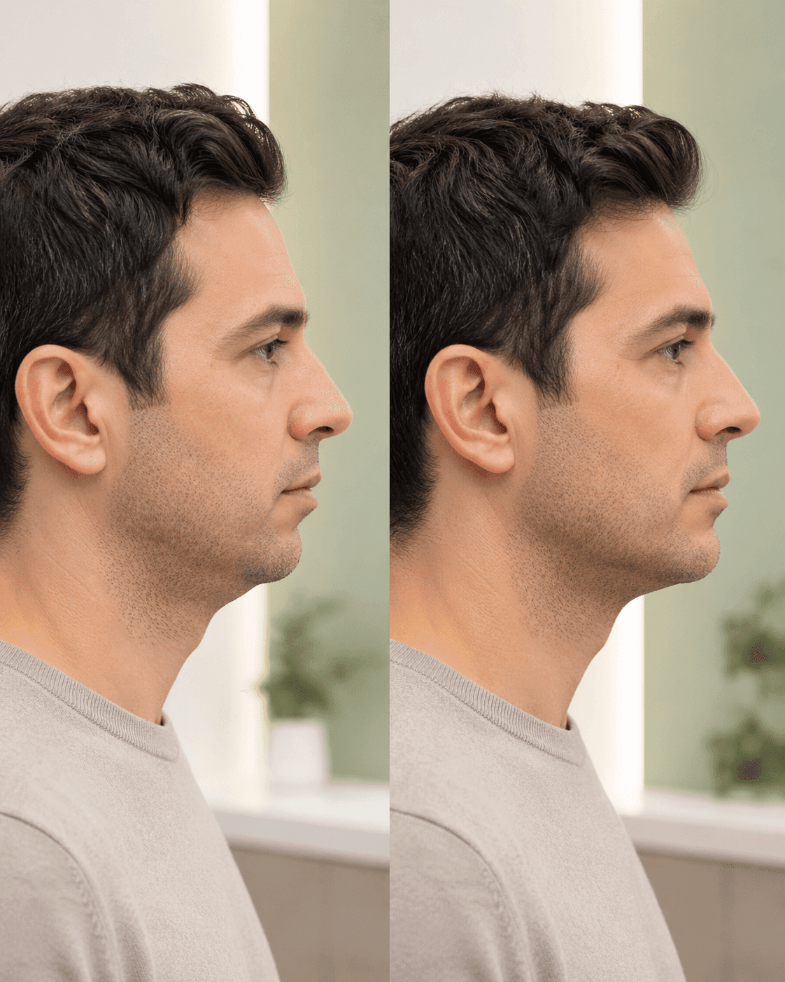 Mandíbula poco definida y mentón retraído antes del marcaje mandibular