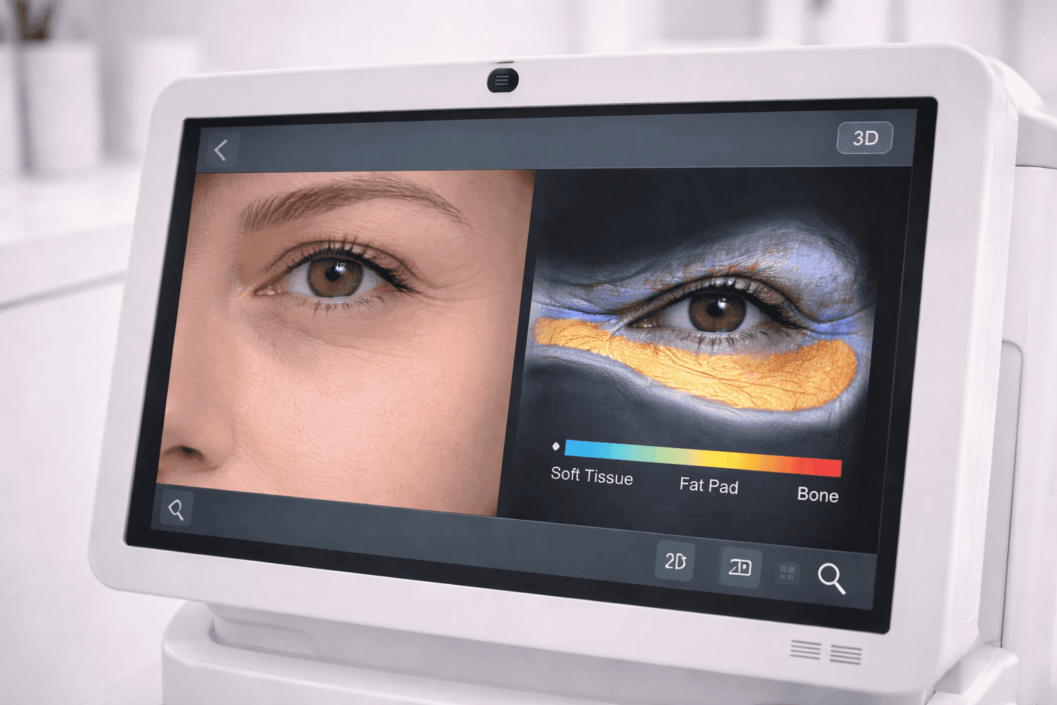 Mapeo vascular con ultrasonido Doppler antes de relleno de ojeras en ALUMED