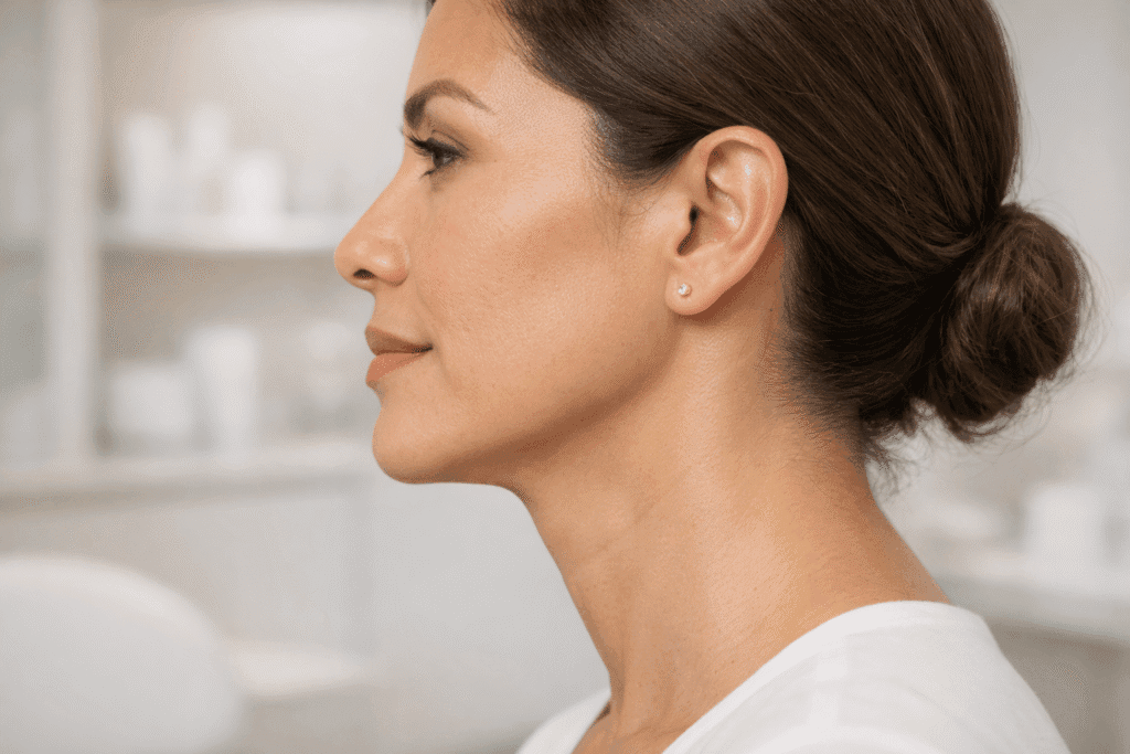 Perfil definido después de tratamiento de papada con lipólisis láser en ALUMED San Pedro Garza García