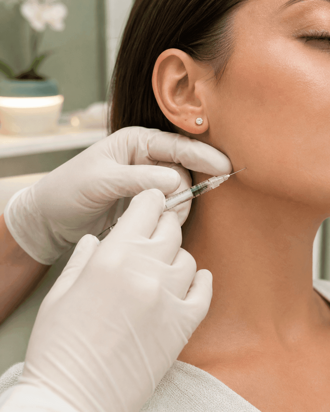 Aplicación de toxina botulínica intramuscular en músculo masetero