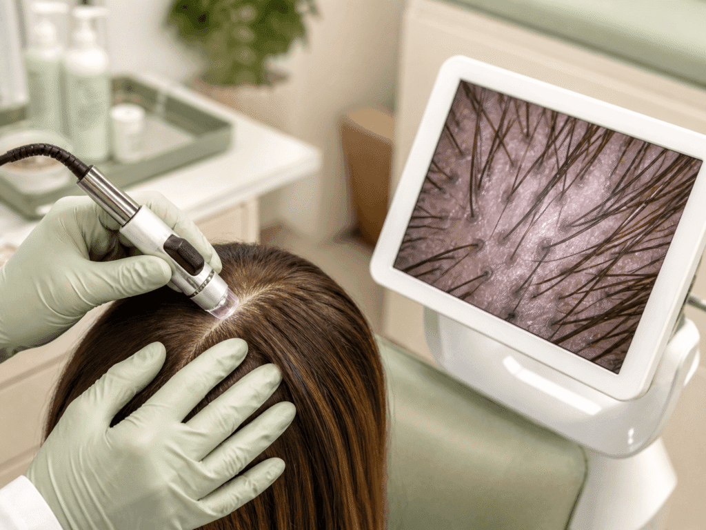 Tricoscopía digital diagnóstica para evaluar densidad folicular y miniaturización
