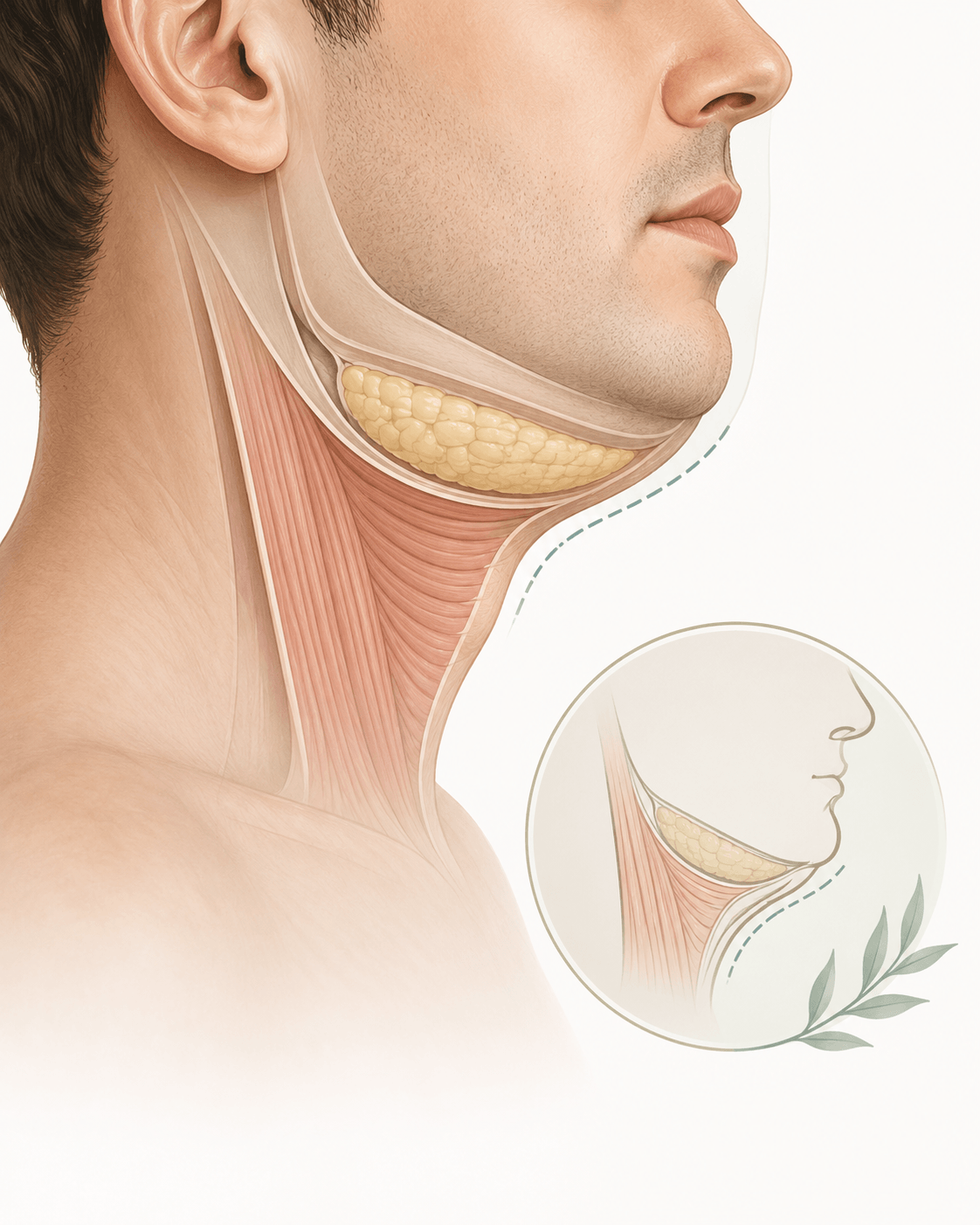 Anatomía de la papada masculina: compartimento submentoniano, bandas platismales y ángulo cervicomandibular