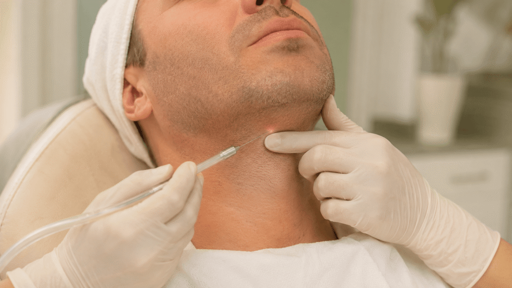 Lipólisis láser híbrida 980nm + 1470nm aplicada en submentón masculino