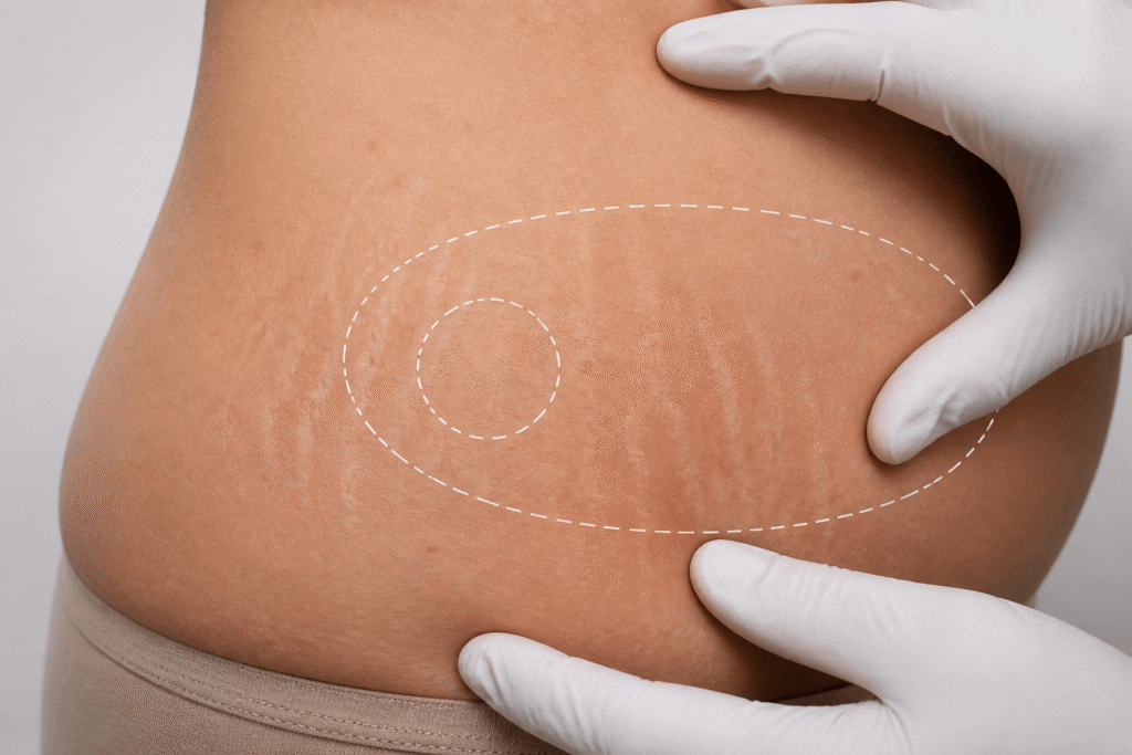 Selección por zona para Tensado dérmico con plasma en estrías