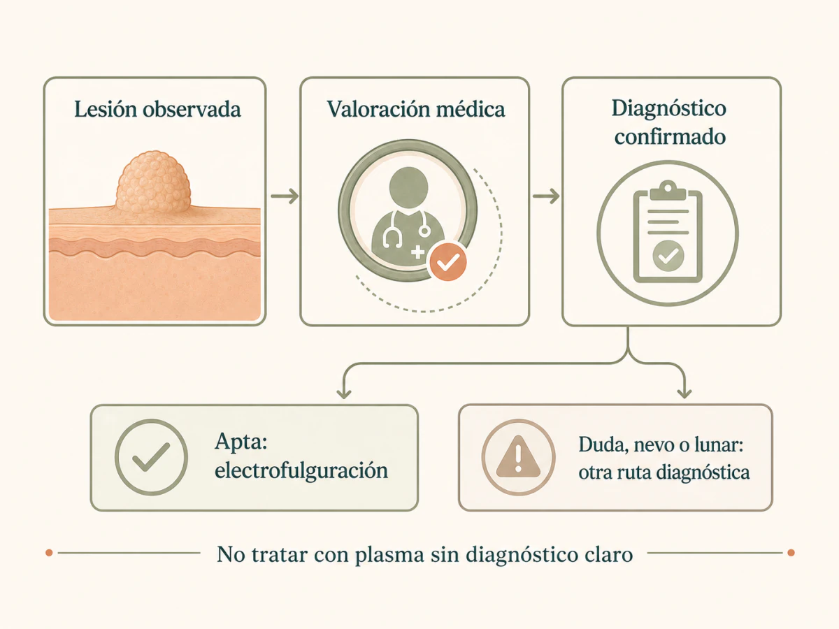 Ruta de valoración antes de retirar una verruga o un acrocordón